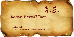 Nader Erzsébet névjegykártya